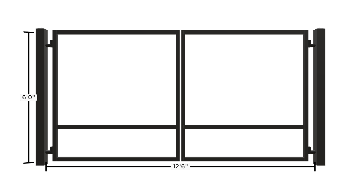 Drawing of the configured Driveway Gate, 12'6" wide × 6'0" high, with dimensions