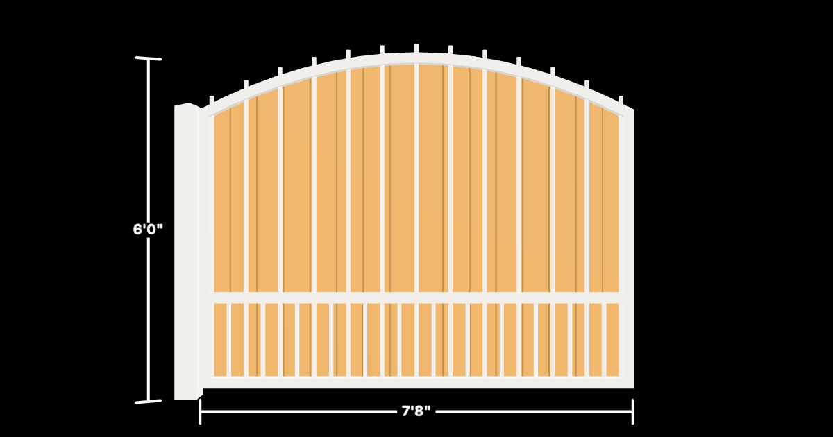 Drawing of the configured Luxury Fence Panel, 7'8" wide × 6'0" high, with dimensions