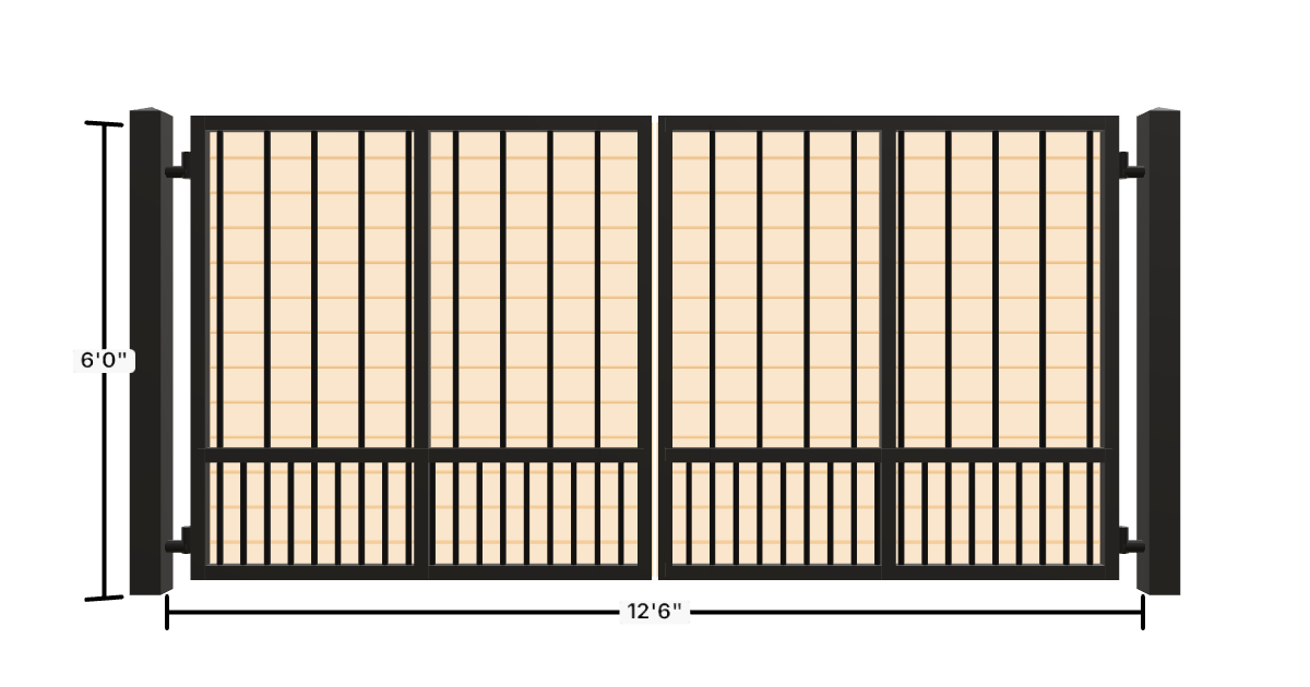 Drawing of the configured Driveway Gate, 12'6" wide × 6'0" high, with dimensions