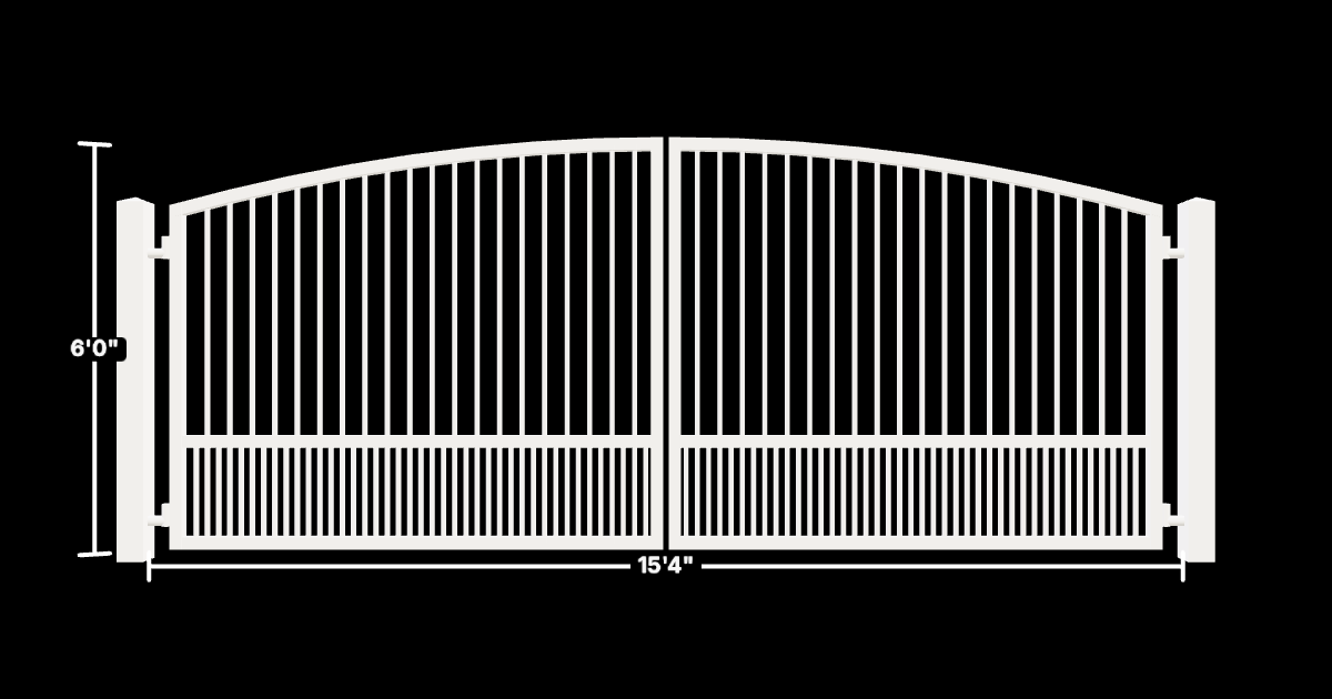 Drawing of the configured Driveway Gate, 15'4" wide × 6'0" high, with dimensions
