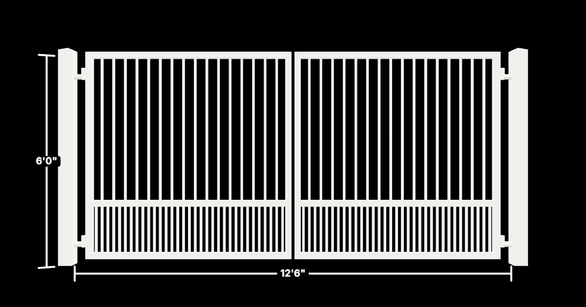 Drawing of the configured Driveway Gate, 13'6" wide × 6'0" high, with dimensions