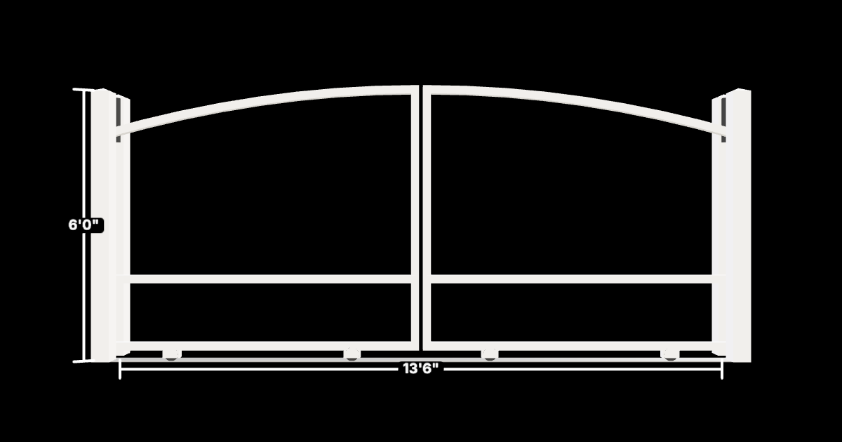Drawing of the configured Driveway Gate, 13'6" wide × 6'0" high, with dimensions