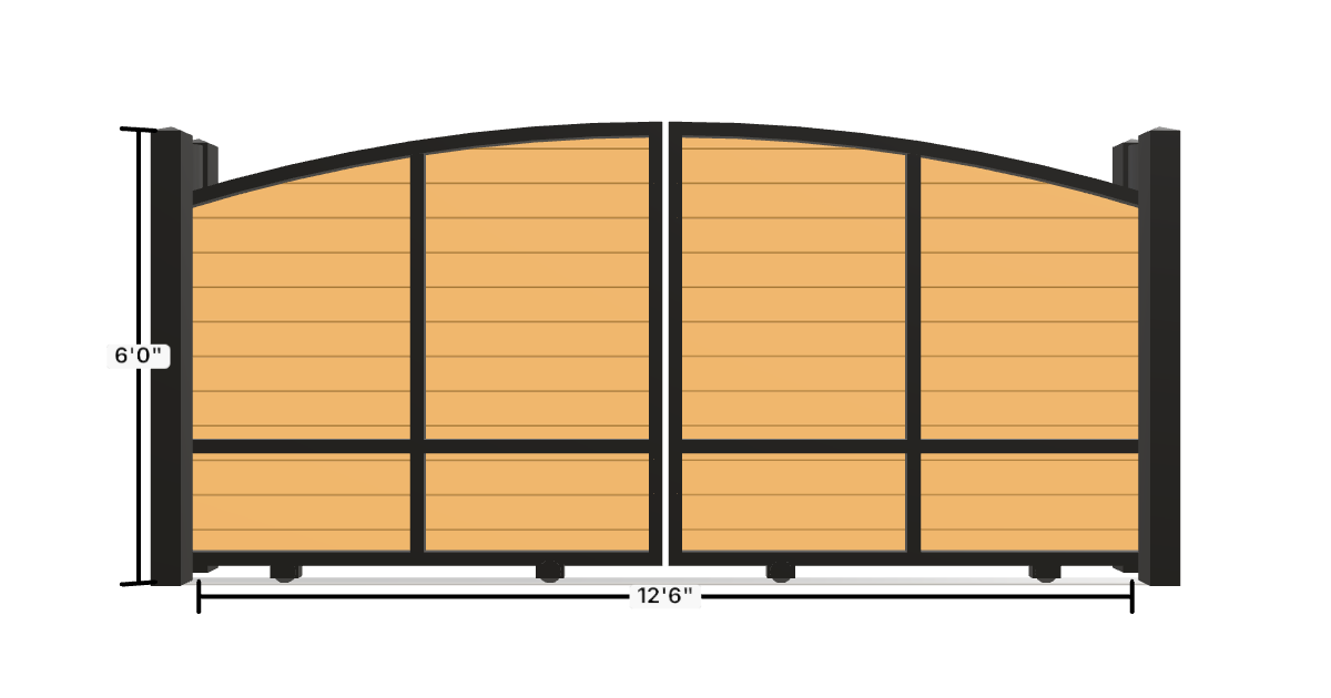 Drawing of the configured Driveway Gate, 13'6" wide × 6'0" high, with dimensions