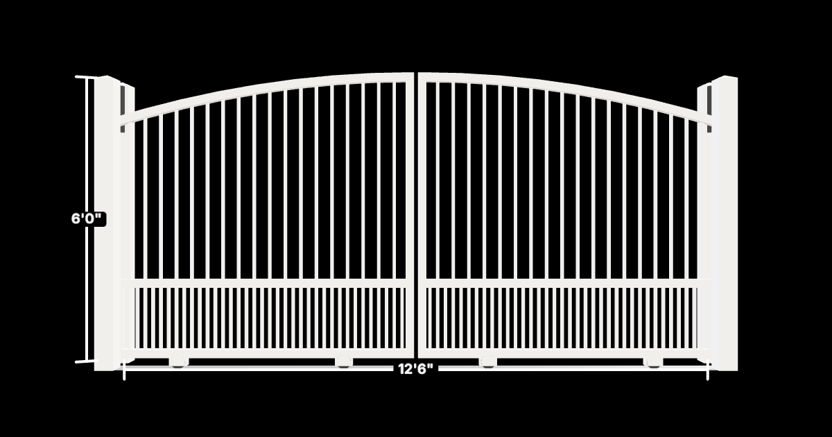 Drawing of the configured Driveway Gate, 12'6" wide × 6'0" high, with dimensions