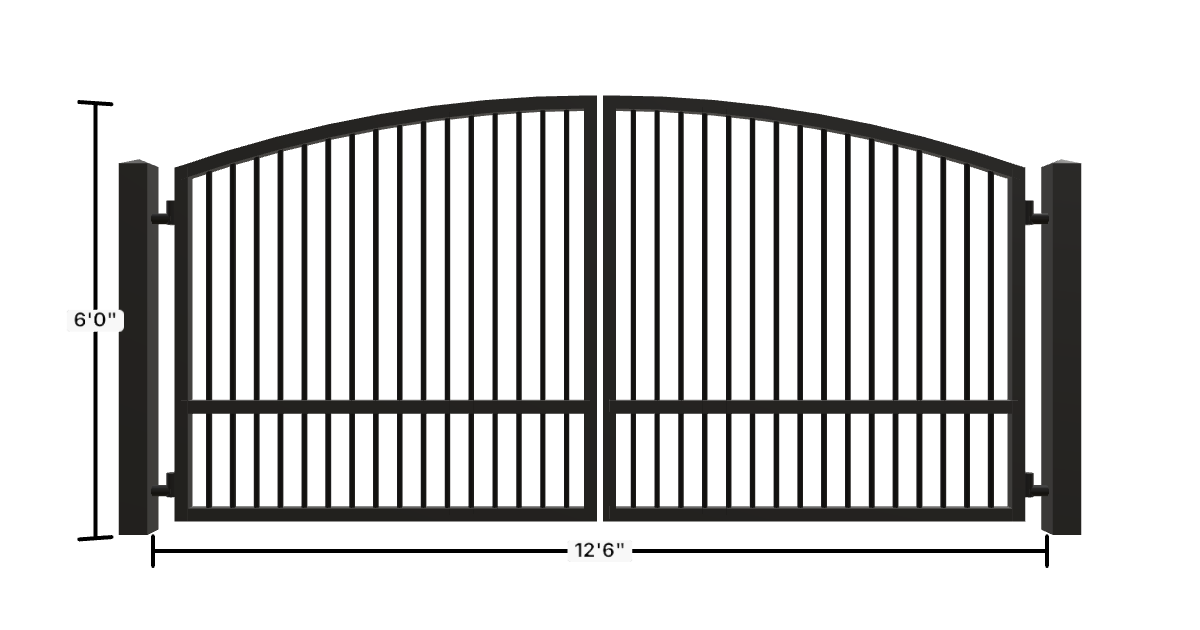 Drawing of the configured Driveway Gate, 12'6" wide × 6'0" high, with dimensions