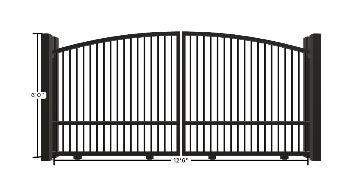 Drawing of the configured Driveway Gate, 12'6" wide × 6'0" high, with dimensions