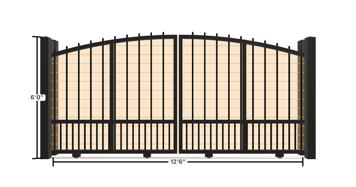 Drawing of the configured Driveway Gate, 13'6" wide × 6'0" high, with dimensions