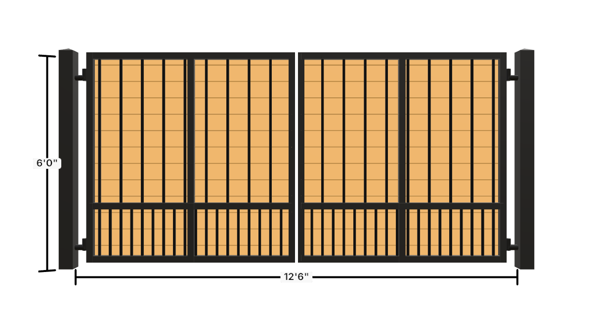 Drawing of the configured Driveway Gate, 12'6" wide × 6'0" high, with dimensions