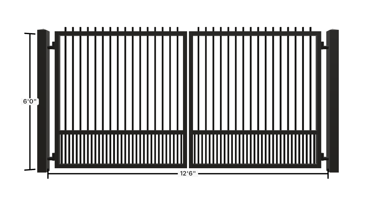 Drawing of the configured Driveway Gate, 12'6" wide × 6'0" high, with dimensions