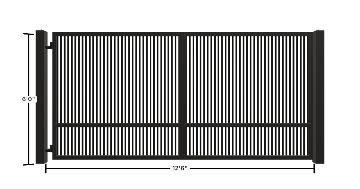 Drawing of the configured Driveway Gate, 13'6" wide × 6'0" high, with dimensions