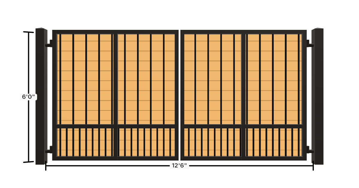 Drawing of the configured Driveway Gate, 12'6" wide × 6'0" high, with dimensions