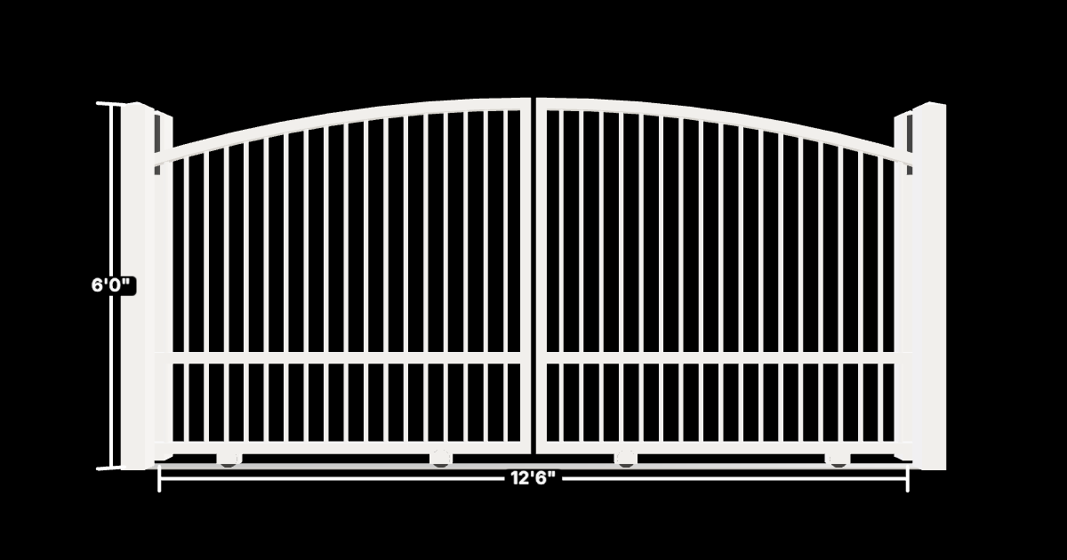 Drawing of the configured Driveway Gate, 13'6" wide × 6'0" high, with dimensions