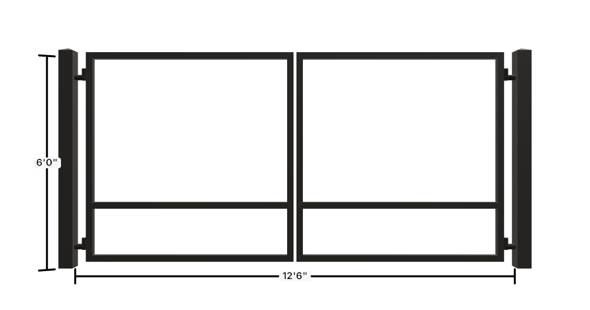 Drawing of the configured Driveway Gate, 13'6" wide × 6'0" high, with dimensions