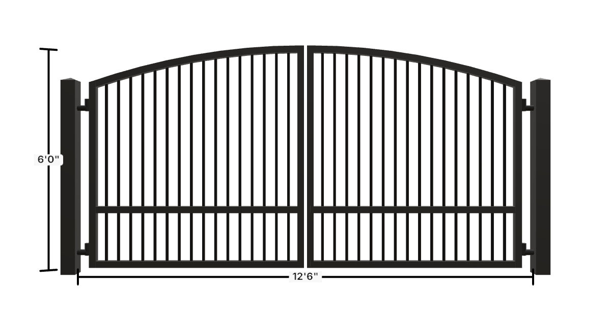 Drawing of the configured Driveway Gate, 12'6" wide × 6'0" high, with dimensions
