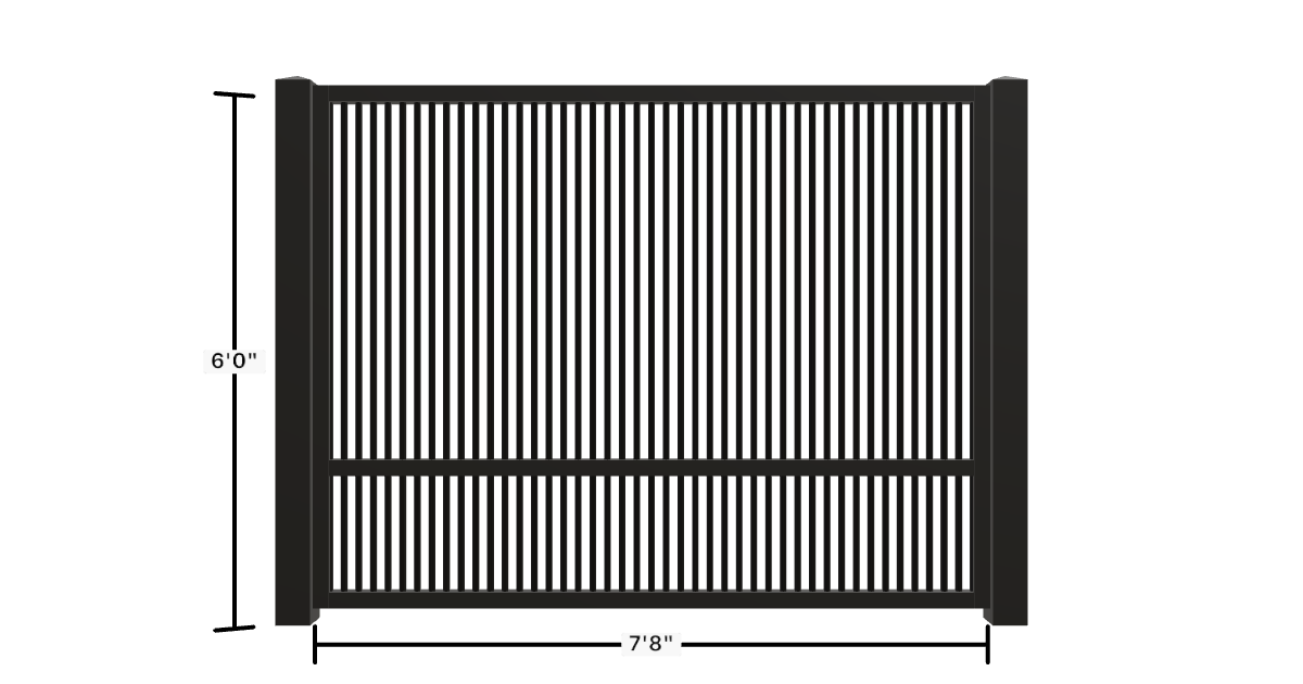 Drawing of the configured Luxury Fence Panel, 7'8" wide × 6'0" high, with dimensions