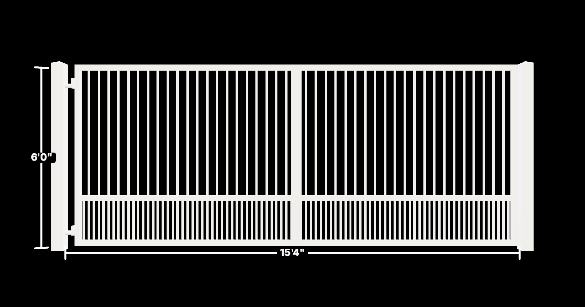 Drawing of the configured Driveway Gate, 15'4" wide × 6'0" high, with dimensions