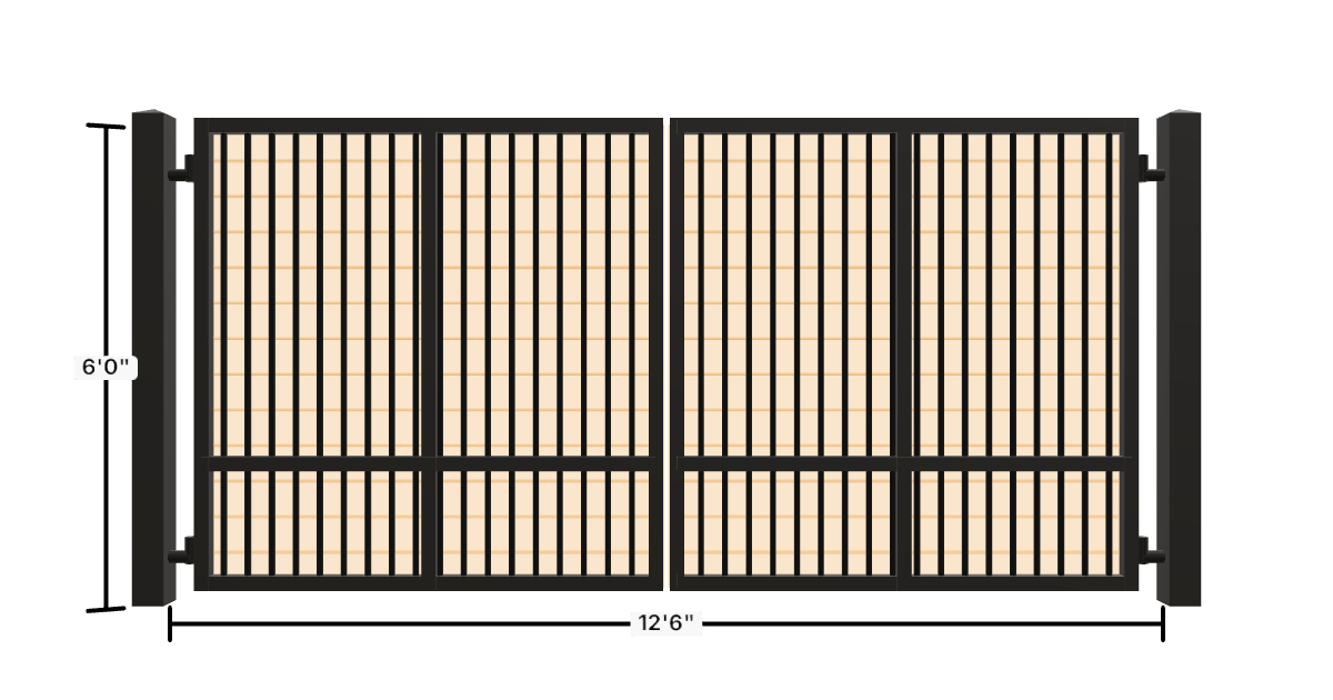 Drawing of the configured Driveway Gate, 13'6" wide × 6'0" high, with dimensions