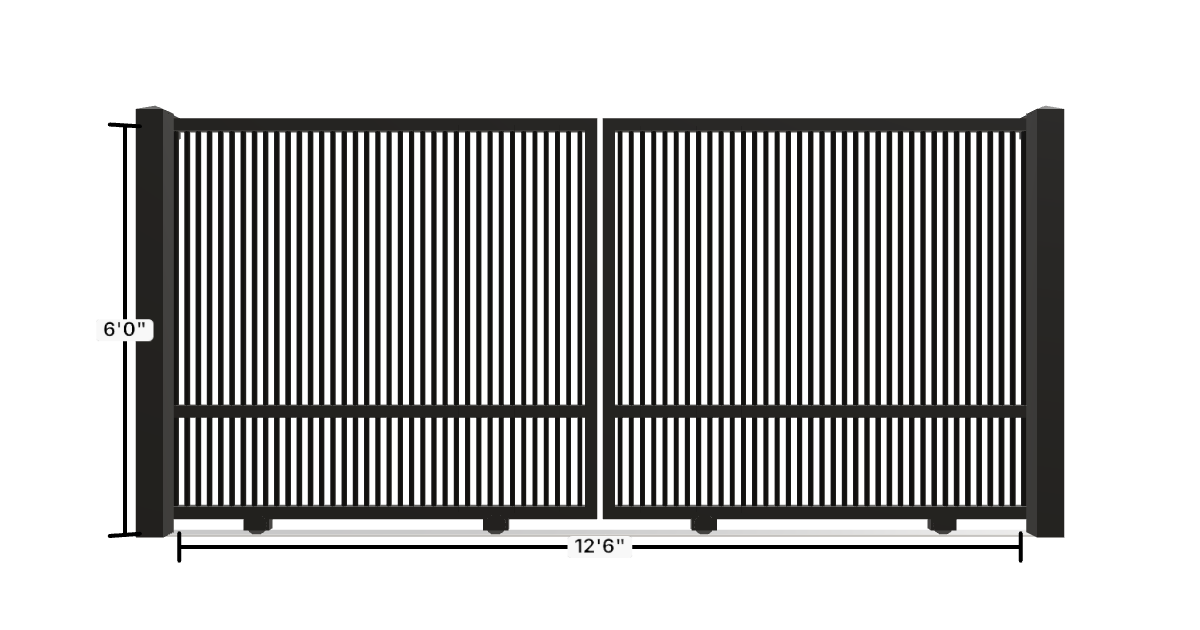 Drawing of the configured Driveway Gate, 12'6" wide × 6'0" high, with dimensions