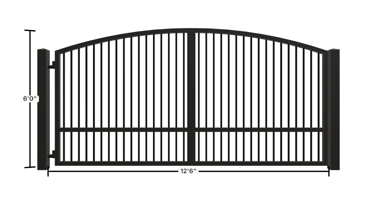 Drawing of the configured Driveway Gate, 12'6" wide × 6'0" high, with dimensions