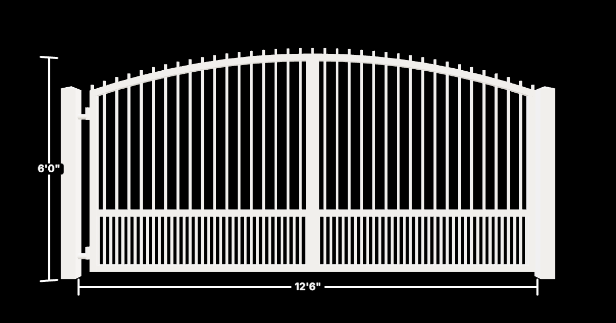 Drawing of the configured Driveway Gate, 12'6" wide × 6'0" high, with dimensions