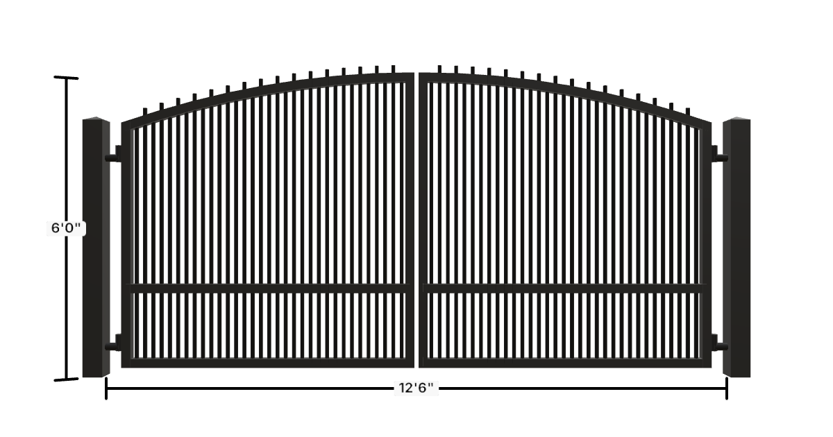 Drawing of the configured Driveway Gate, 12'6" wide × 6'0" high, with dimensions