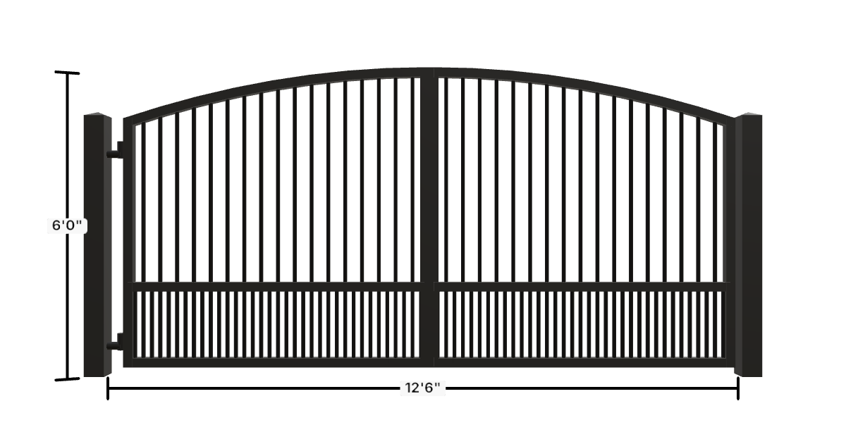 Drawing of the configured Driveway Gate, 12'6" wide × 6'0" high, with dimensions