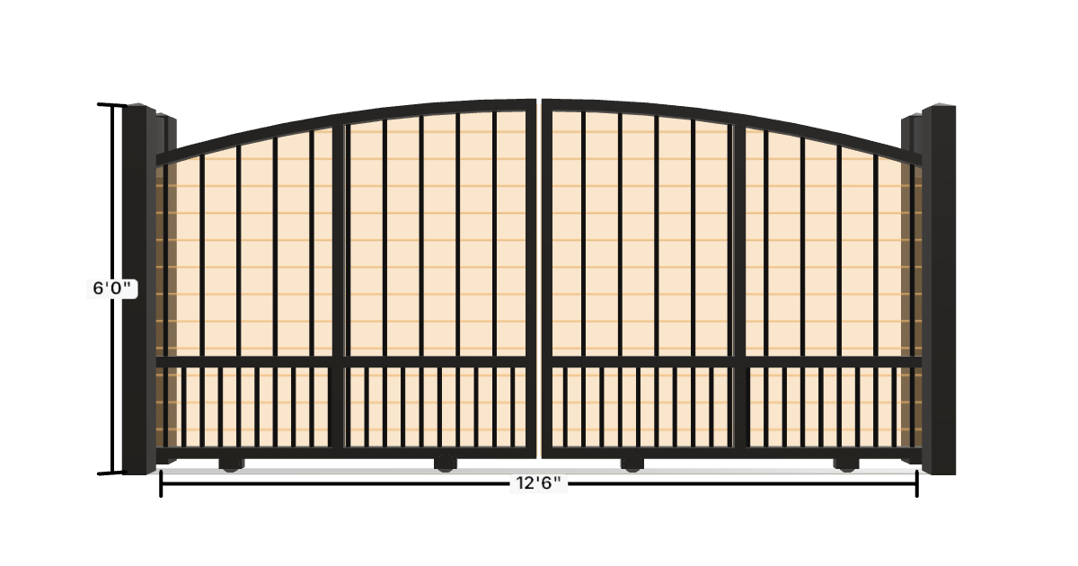Drawing of the configured Driveway Gate, 12'6" wide × 6'0" high, with dimensions