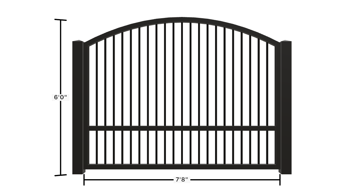 Drawing of the configured Luxury Fence Panel, 7'8" wide × 6'0" high, with dimensions