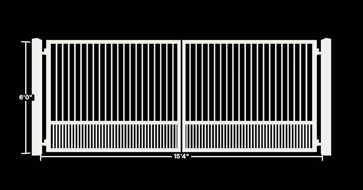 Drawing of the configured Driveway Gate, 15'4" wide × 6'0" high, with dimensions
