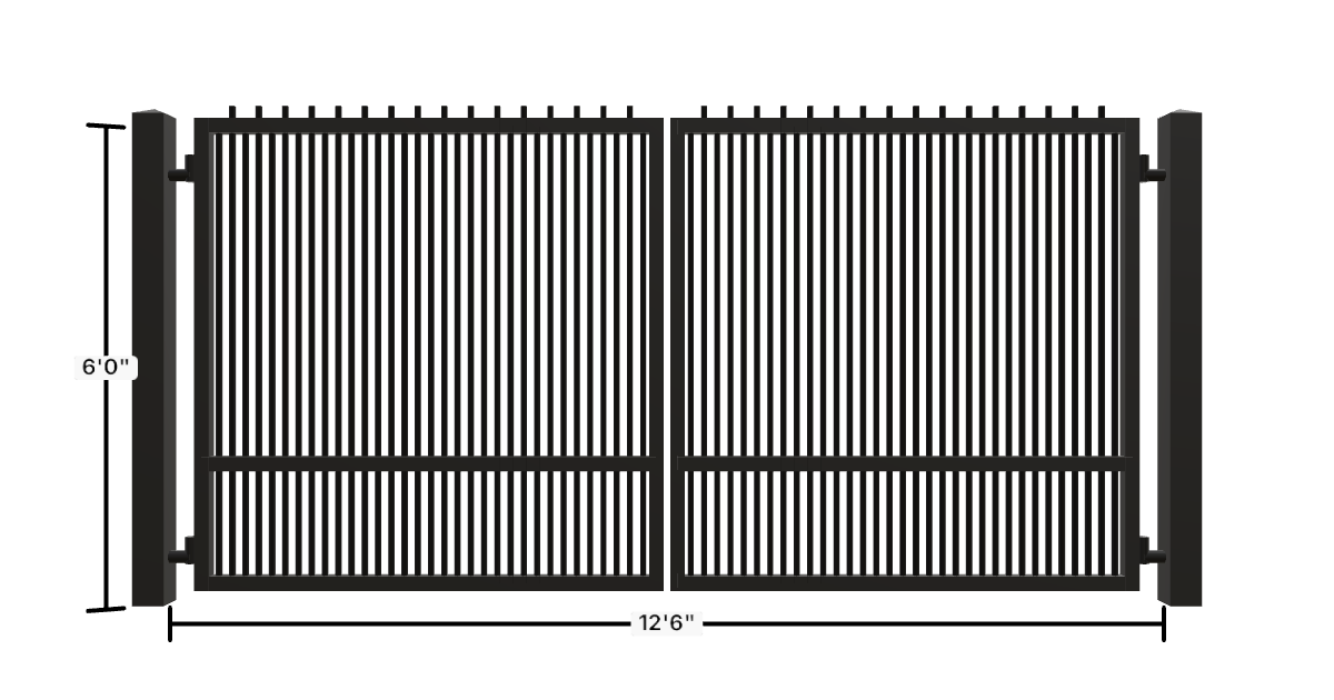 Drawing of the configured Driveway Gate, 13'6" wide × 6'0" high, with dimensions