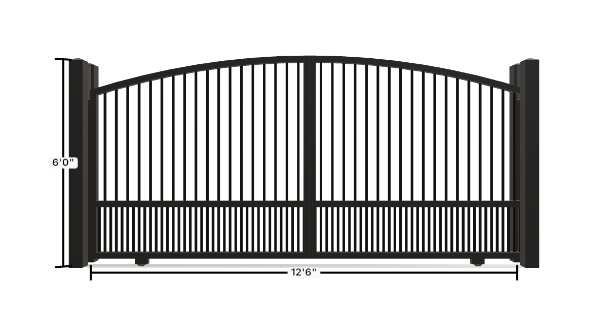 Drawing of the configured Driveway Gate, 12'6" wide × 6'0" high, with dimensions