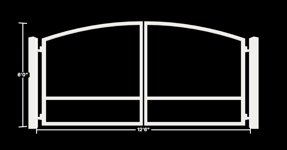 Drawing of the configured Driveway Gate, 12'6" wide × 6'0" high, with dimensions