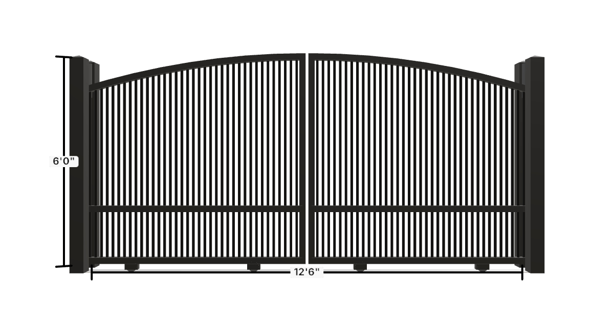 Drawing of the configured Driveway Gate, 12'6" wide × 6'0" high, with dimensions