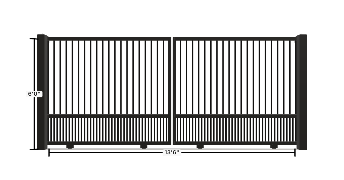 Drawing of the configured Driveway Gate, 13'6" wide × 6'0" high, with dimensions
