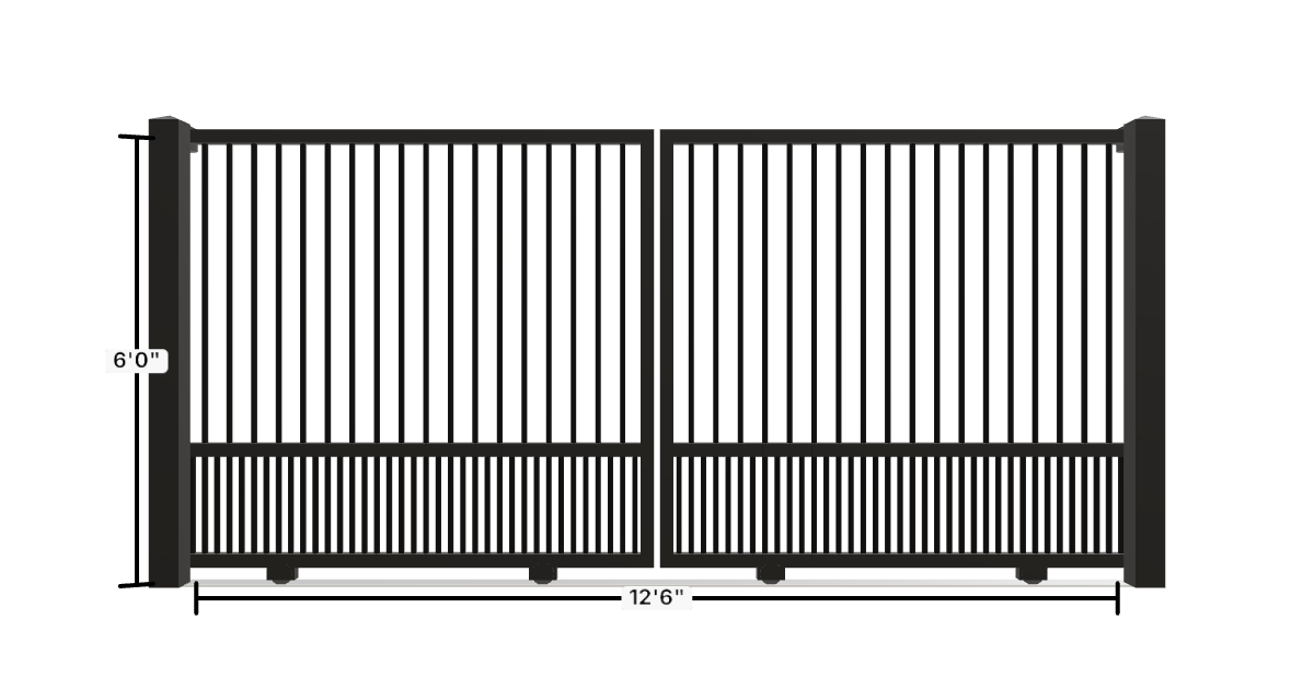 Drawing of the configured Driveway Gate, 12'6" wide × 6'0" high, with dimensions