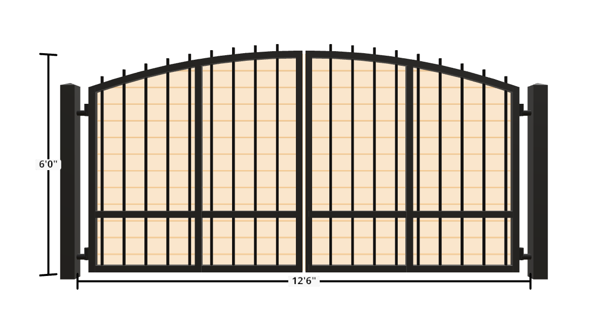 Drawing of the configured Driveway Gate, 13'6" wide × 6'0" high, with dimensions