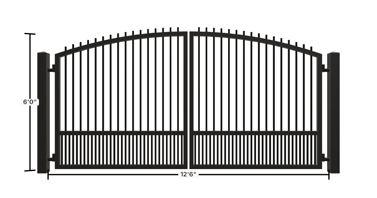 Drawing of the configured Driveway Gate, 12'6" wide × 6'0" high, with dimensions
