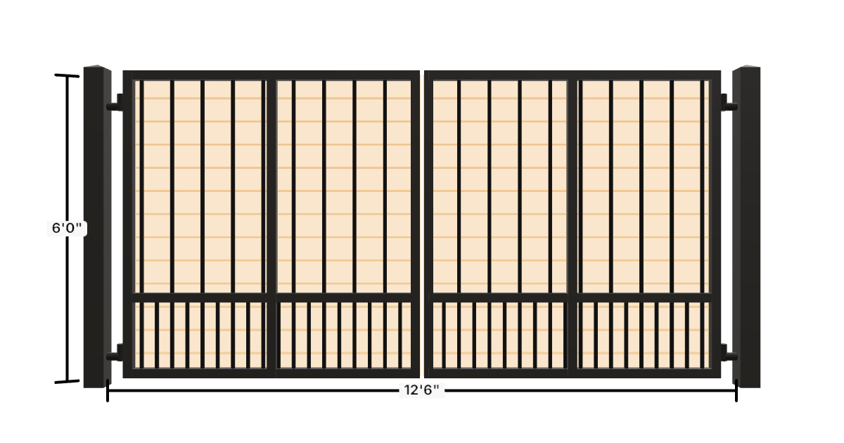 Drawing of the configured Driveway Gate, 12'6" wide × 6'0" high, with dimensions