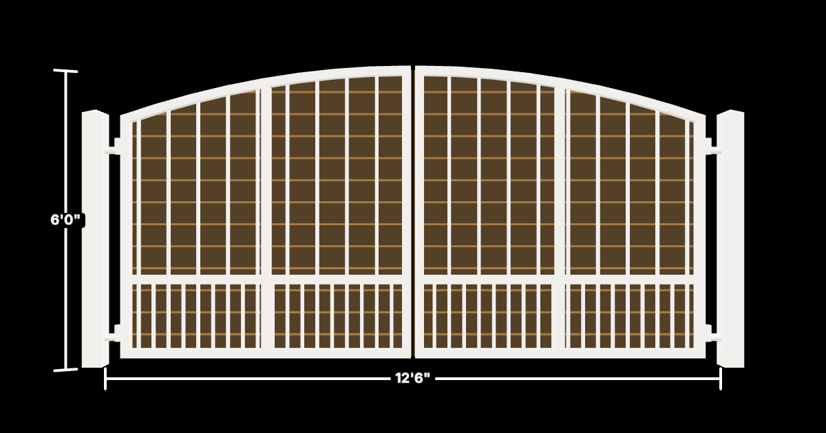 Drawing of the configured Driveway Gate, 12'6" wide × 6'0" high, with dimensions