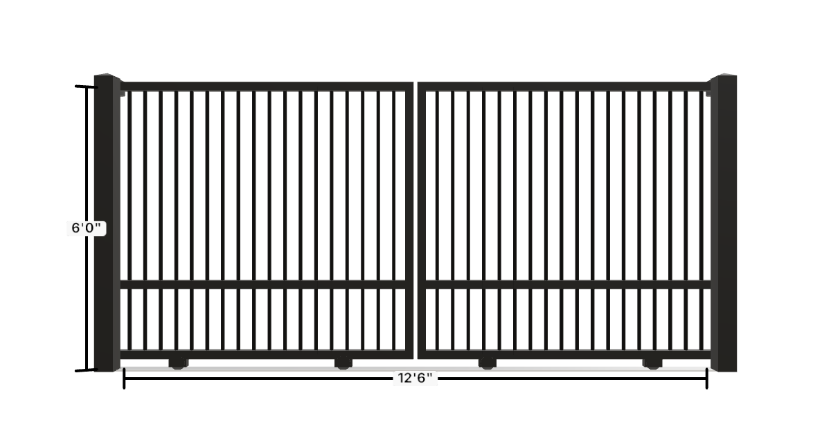 Drawing of the configured Driveway Gate, 12'6" wide × 6'0" high, with dimensions