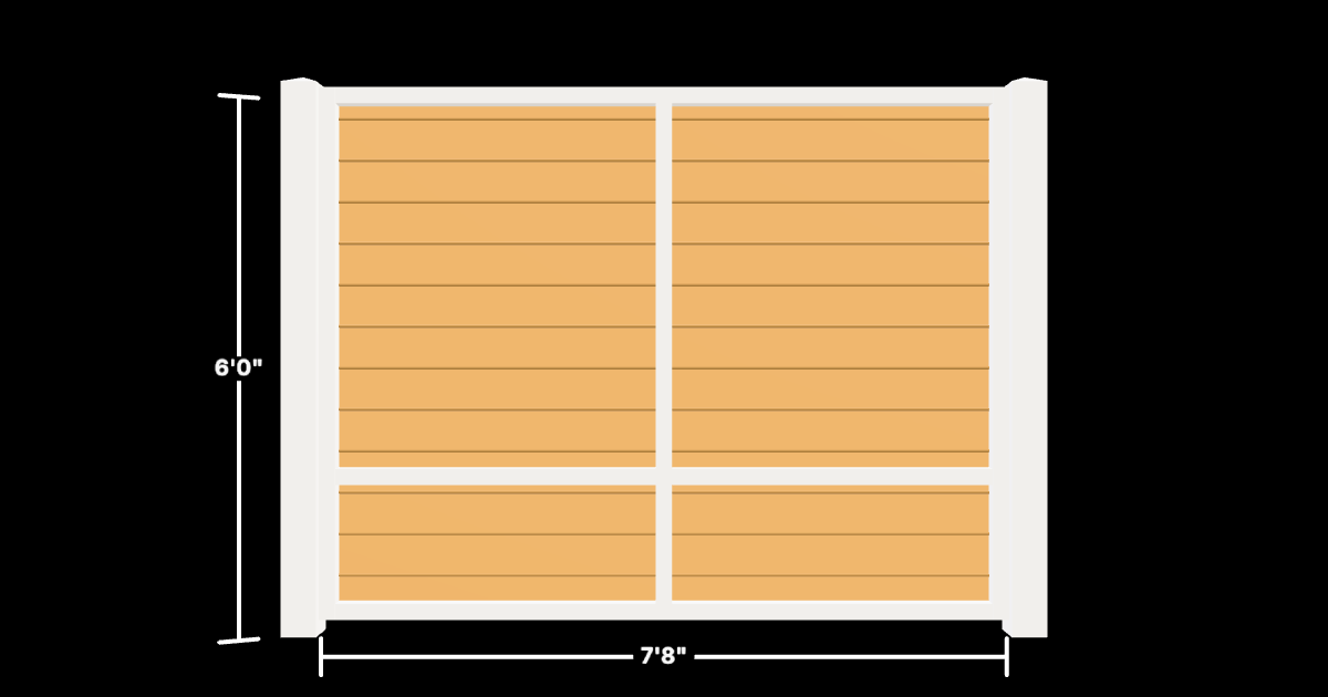 Drawing of the configured Luxury Fence Panel, 7'8" wide × 6'0" high, with dimensions
