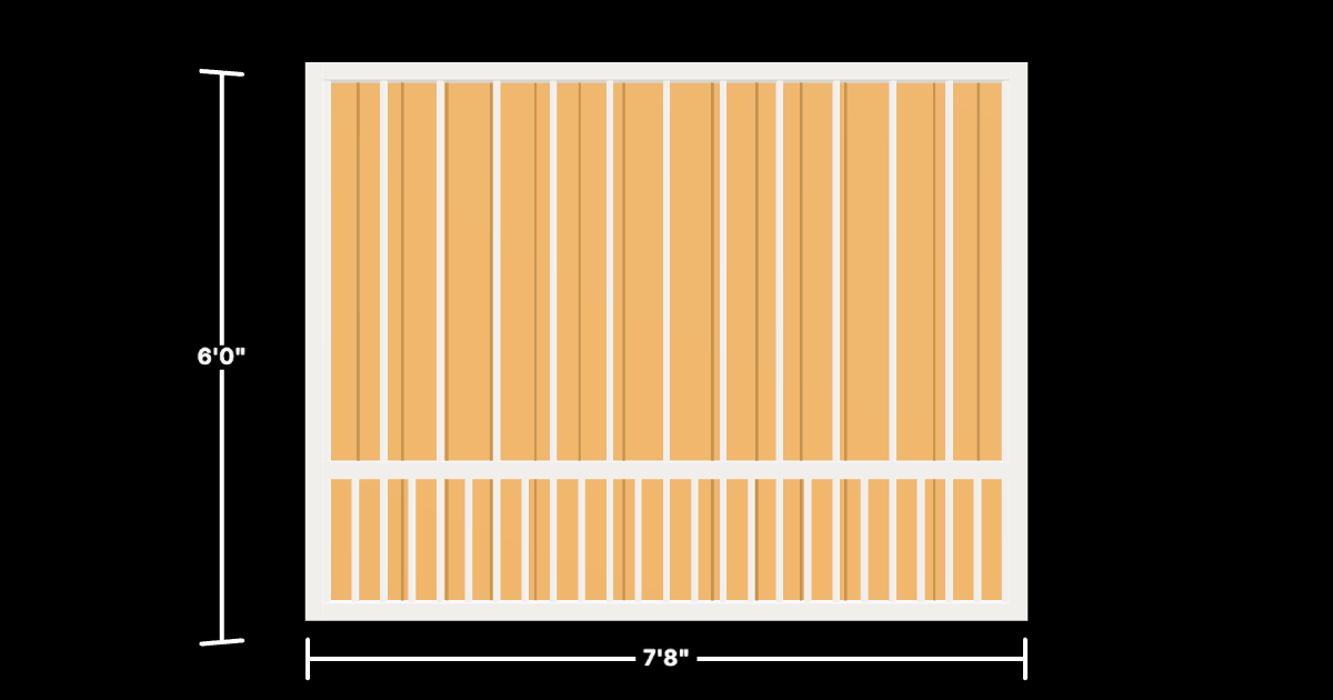 Drawing of the configured Luxury Fence Panel, 7'8" wide × 6'0" high, with dimensions