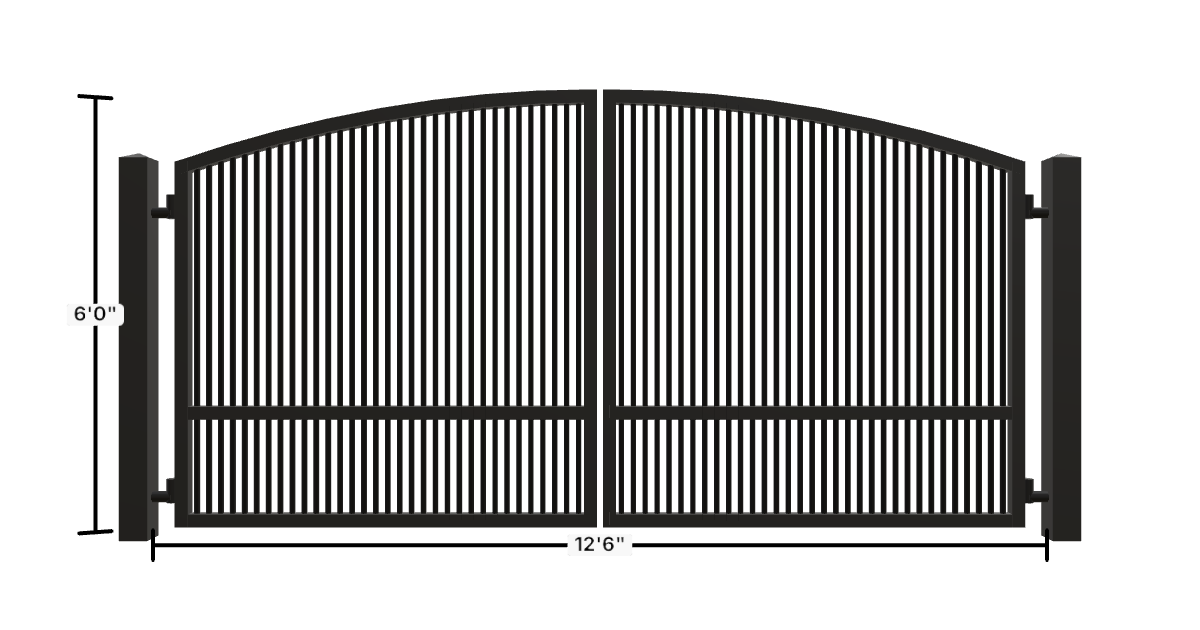 Drawing of the configured Driveway Gate, 12'6" wide × 6'0" high, with dimensions