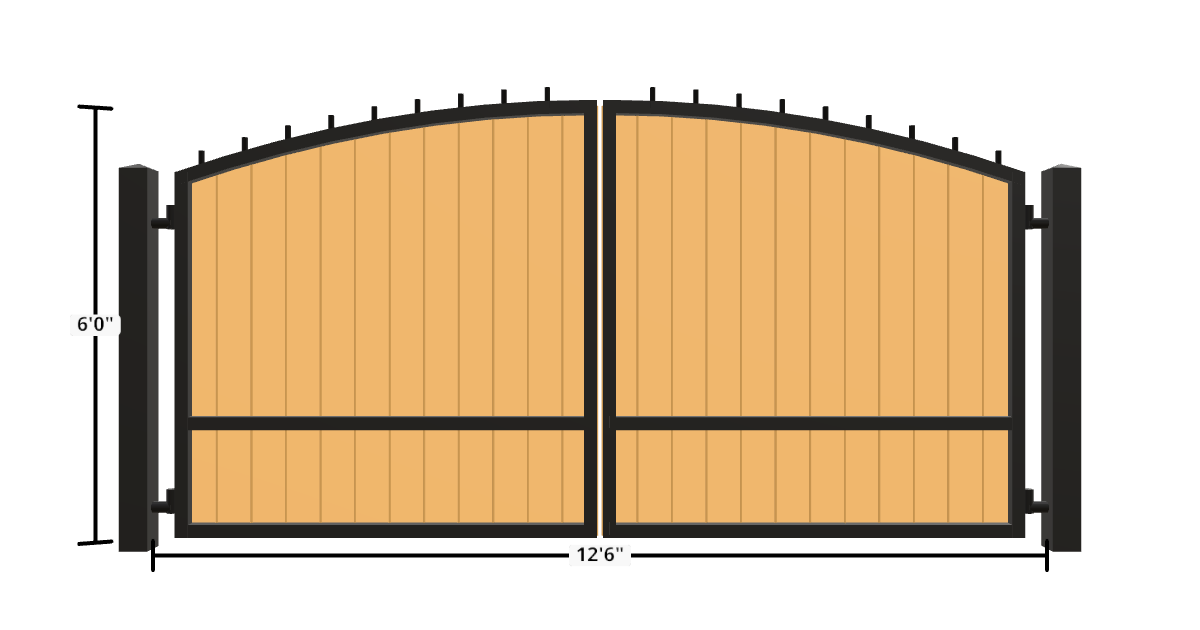 Drawing of the configured Driveway Gate, 13'6" wide × 6'0" high, with dimensions