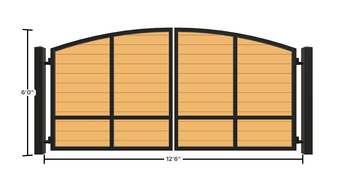 Drawing of the configured Driveway Gate, 12'6" wide × 6'0" high, with dimensions