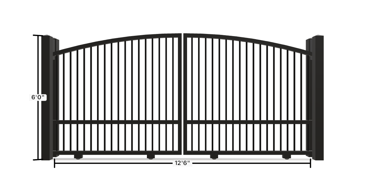 Drawing of the configured Driveway Gate, 13'6" wide × 6'0" high, with dimensions