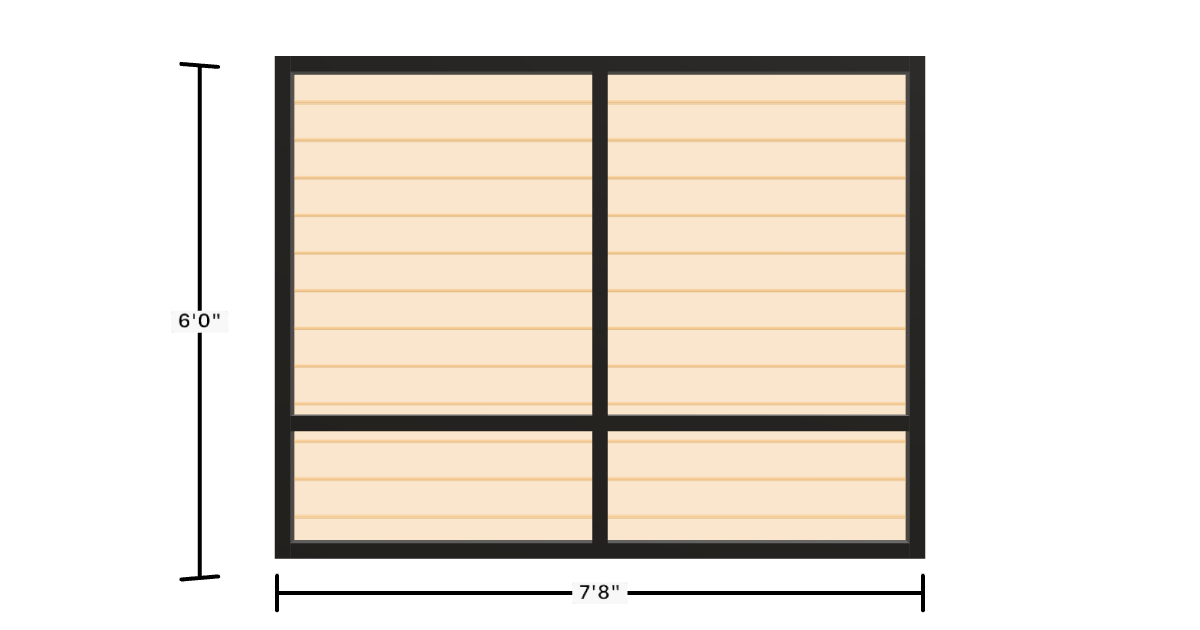 Drawing of the configured Luxury Fence Panel, 7'8" wide × 6'0" high, with dimensions