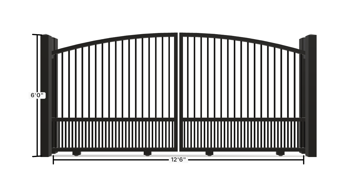 Drawing of the configured Driveway Gate, 12'6" wide × 6'0" high, with dimensions