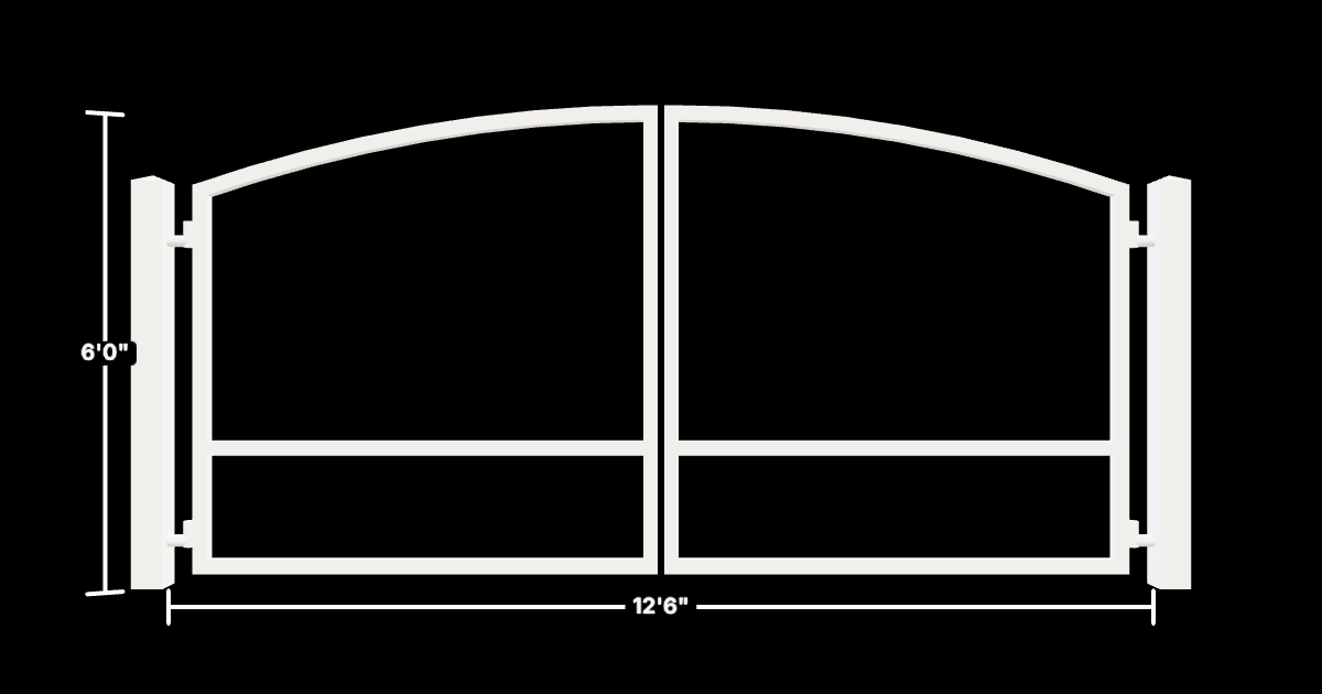 Drawing of the configured Driveway Gate, 12'6" wide × 6'0" high, with dimensions