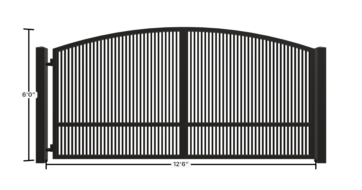 Drawing of the configured Driveway Gate, 12'6" wide × 6'0" high, with dimensions